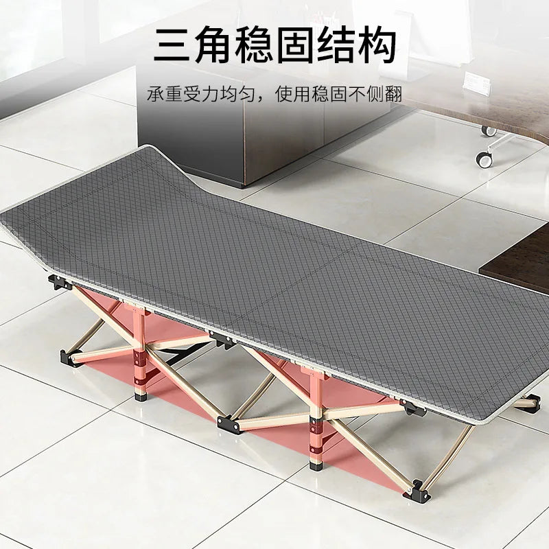 Hot Sale Portable Outdoor Folding Cot with Cushion Modern Design Adult Camping Bed for Hospital Outdoor